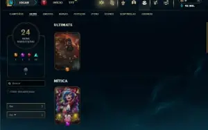 Unranked ( Ex Ferro ) com 40 Champs e 24 Skins + 2 Fragmento