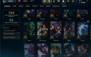Unranked ( Ex Ferro ) com 40 Champs e 24 Skins + 2 Fragmento