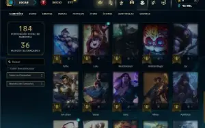 Unranked ( Ex Ferro ) com 40 Champs e 24 Skins + 2 Fragmento