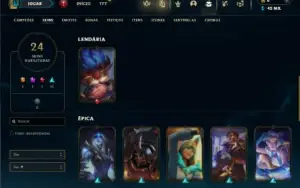 Unranked ( Ex Ferro ) com 40 Champs e 24 Skins + 2 Fragmento