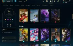 Conta Unranked com 150 Champs e 74 Skins ( JG / TOP / MID )