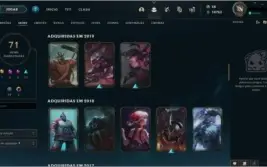 Conta league of legends Platina 3 com 71 skins