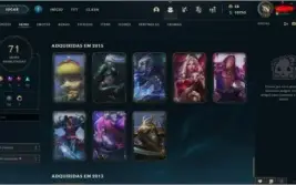 Conta league of legends Platina 3 com 71 skins
