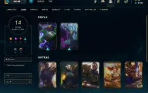 Conta Platina 1 com 50 Champs e 14 Skins ( 6 Vitoriosas )