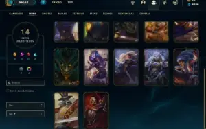 Conta Platina 1 com 50 Champs e 14 Skins ( 6 Vitoriosas )