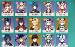 Conta ar55 Xiao, Venti, Diluc, Zhongli, etc