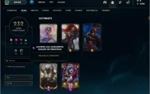 Conta ouro 4 com TODOS os champs e 232 Skins + 35 Cromas