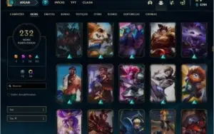 Conta ouro 4 com TODOS os champs e 232 Skins + 35 Cromas