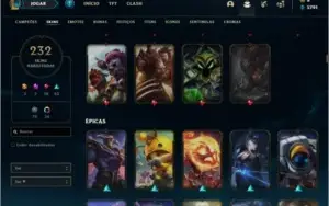 Conta ouro 4 com TODOS os champs e 232 Skins + 35 Cromas