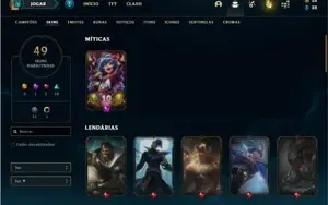 Conta unranked com 70 Champs e 49 Skins