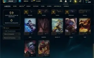 Conta Platina 4 com 32 Champs e 8 Skins + 4 Fragmentos