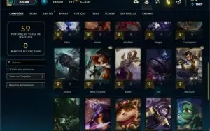 Conta Platina 4 com 32 Champs e 8 Skins + 4 Fragmentos