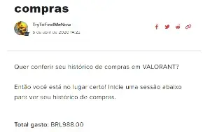 Conta Valorant Quase 1k Gasto (988,00)
