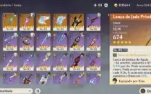 Conta Genshin Impact Ar. 57 Mundo Lv 8 América Server