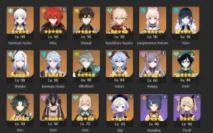 CONTA GENSHIN 16 Personagens 5⭐ + Lança de Jade R3 + 5 armas