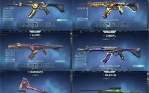 CONTA VALORANT 4 FACAS RARAS/RUÍNA/ORIGEM/RGX/ÍON/BLASTX/+