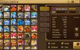 Reroll Summoners War lvl10 com Panda Dark Mi Ying