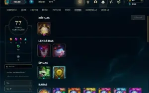 Unranked com 40 Champs e 13 Skins + 4 Fragmentos