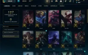 Unranked com 40 Champs e 13 Skins + 4 Fragmentos