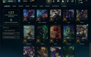 Unranked com 40 Champs e 13 Skins + 4 Fragmentos