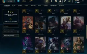 Unranked com 40 Champs e 13 Skins + 4 Fragmentos