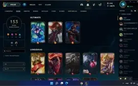 Conta league of legends diamante 2 153 skins (3 ultimate)