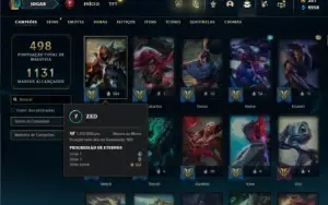 Esmeralda 4 com TODOS os champs e 160 Skins + 1.3kk de Zed