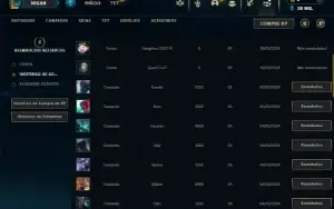 Mestre com 25 Champs e 2 Skins +11 Fragmentos