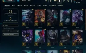 Mestre com 25 Champs e 2 Skins +11 Fragmentos