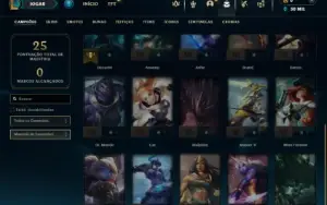 Mestre com 25 Champs e 2 Skins +11 Fragmentos
