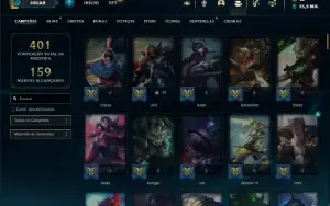 Unranked com 121 Champs e 94 Skins + 40 Cromas