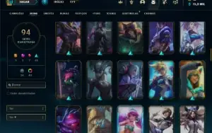 Unranked com 121 Champs e 94 Skins + 40 Cromas