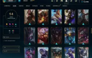 Unranked com 121 Champs e 94 Skins + 40 Cromas
