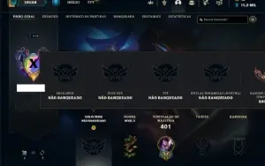 Unranked com 121 Champs e 94 Skins + 40 Cromas