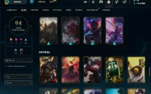 Unranked com 121 Champs e 94 Skins + 40 Cromas