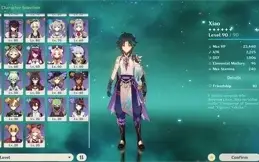 Diluc Skin, Yoimiya C1, Venti C1, Zhongli, Baal, Kazuha, Hom