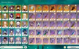 Diluc Skin, Yoimiya C1, Venti C1, Zhongli, Baal, Kazuha, Hom