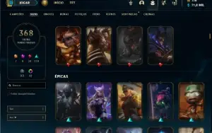 Conta Unranked com TODOS os champs e 368 Skins + UrfWick