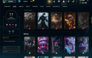 Prata 3 com TODOS os champs e 77 Skins + 2400 RP