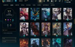 Prata 3 com TODOS os champs e 77 Skins + 2400 RP