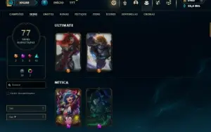 Prata 3 com TODOS os champs e 77 Skins + 2400 RP