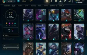 Prata 3 com TODOS os champs e 77 Skins + 2400 RP