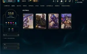 Unranked com TODOS os champs e 358 Skins ( TOP / MID / JG )
