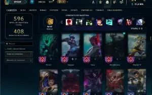Unranked com TODOS os champs e 358 Skins ( TOP / MID / JG )
