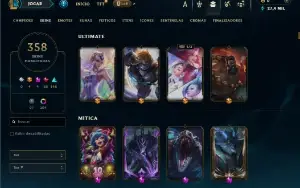 Unranked com TODOS os champs e 358 Skins ( TOP / MID / JG )