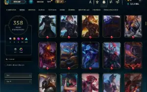 Unranked com TODOS os champs e 358 Skins ( TOP / MID / JG )