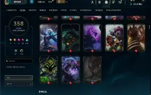 Unranked com TODOS os champs e 358 Skins ( TOP / MID / JG )