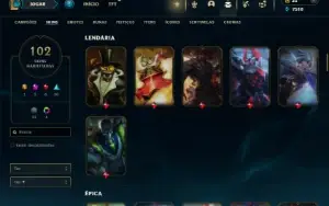 Unranked com TODOS os champs e 102 Skins ( TOP / JG )