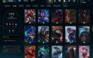 Unranked com TODOS os champs e 102 Skins ( TOP / JG )