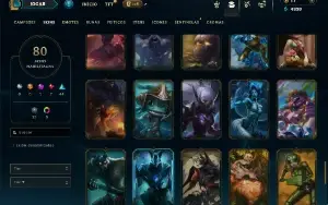 Unranked com 115 Champs e 80 Skins